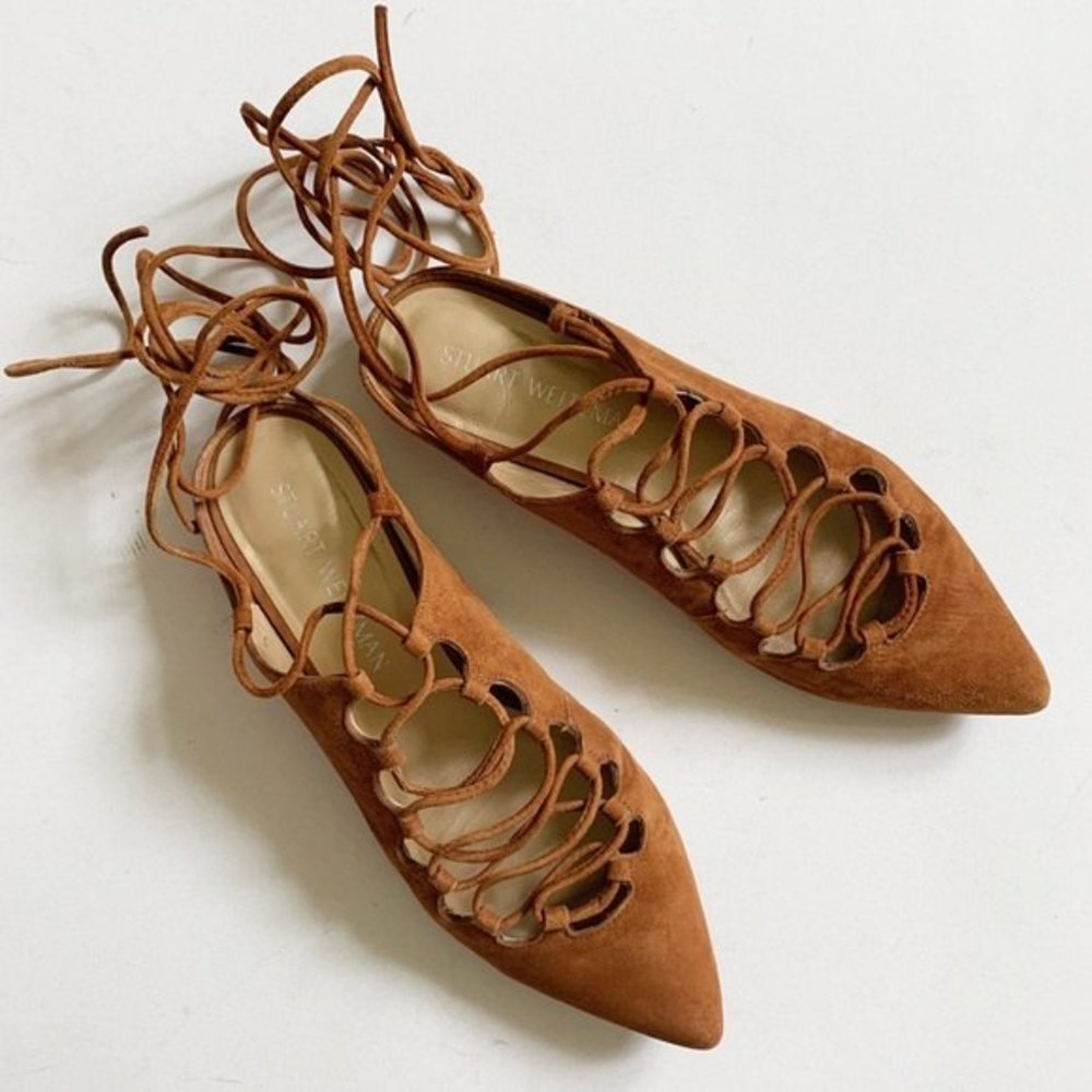 Stuart Weitzman Brown Stringdown Suede Lace Up Mu… - image 2